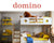 Stylish room with lion and giraffe models, ‘domino’ text overhead.
