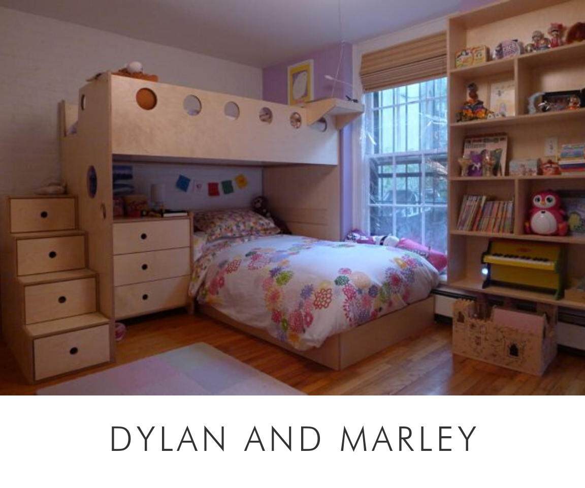 Dylan and marley inviting child's room with a bed, storage drawers, bookshelf, and a window providing natural light.