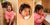 Triptych of a joyful toddler in pink, playing with a toy, peeking through a circular hole, and drawing
