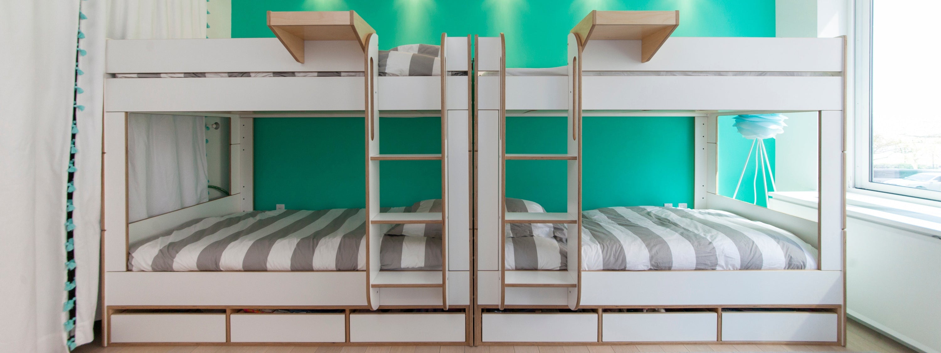 bunk beds for kids with ladders - front view