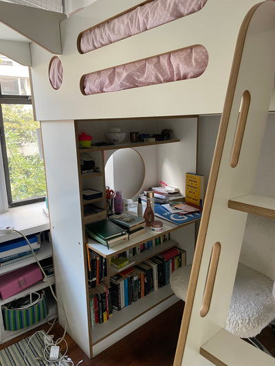 TWO WHITE DUMBO LOFT BEDS W/LADDERS-Casa Kids