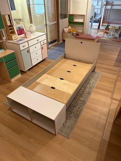 Marino Twin Floor Bed with Footboard Cabinet