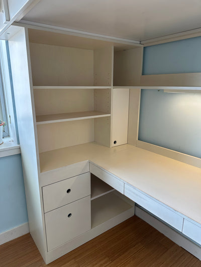 White Loft bed with stairs