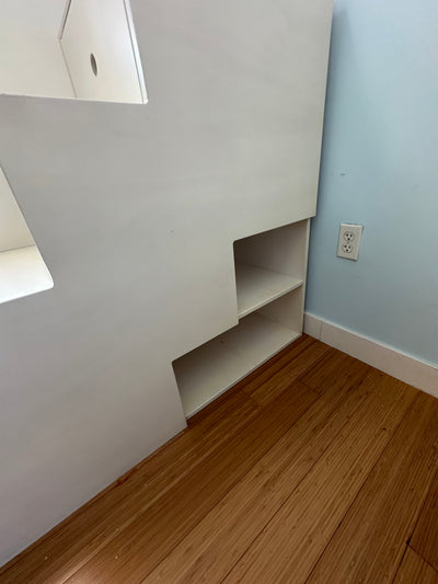 White Loft bed with stairs