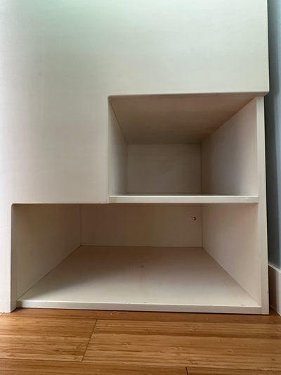 White Loft bed with stairs