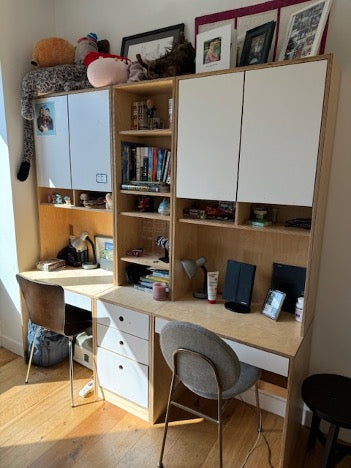 Two Modulor Desks and storage cabinet-Casa Kids