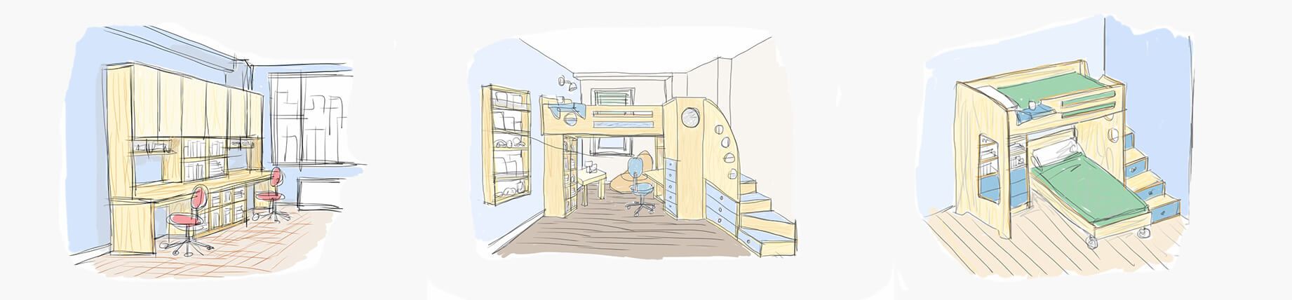 A drawing of a room