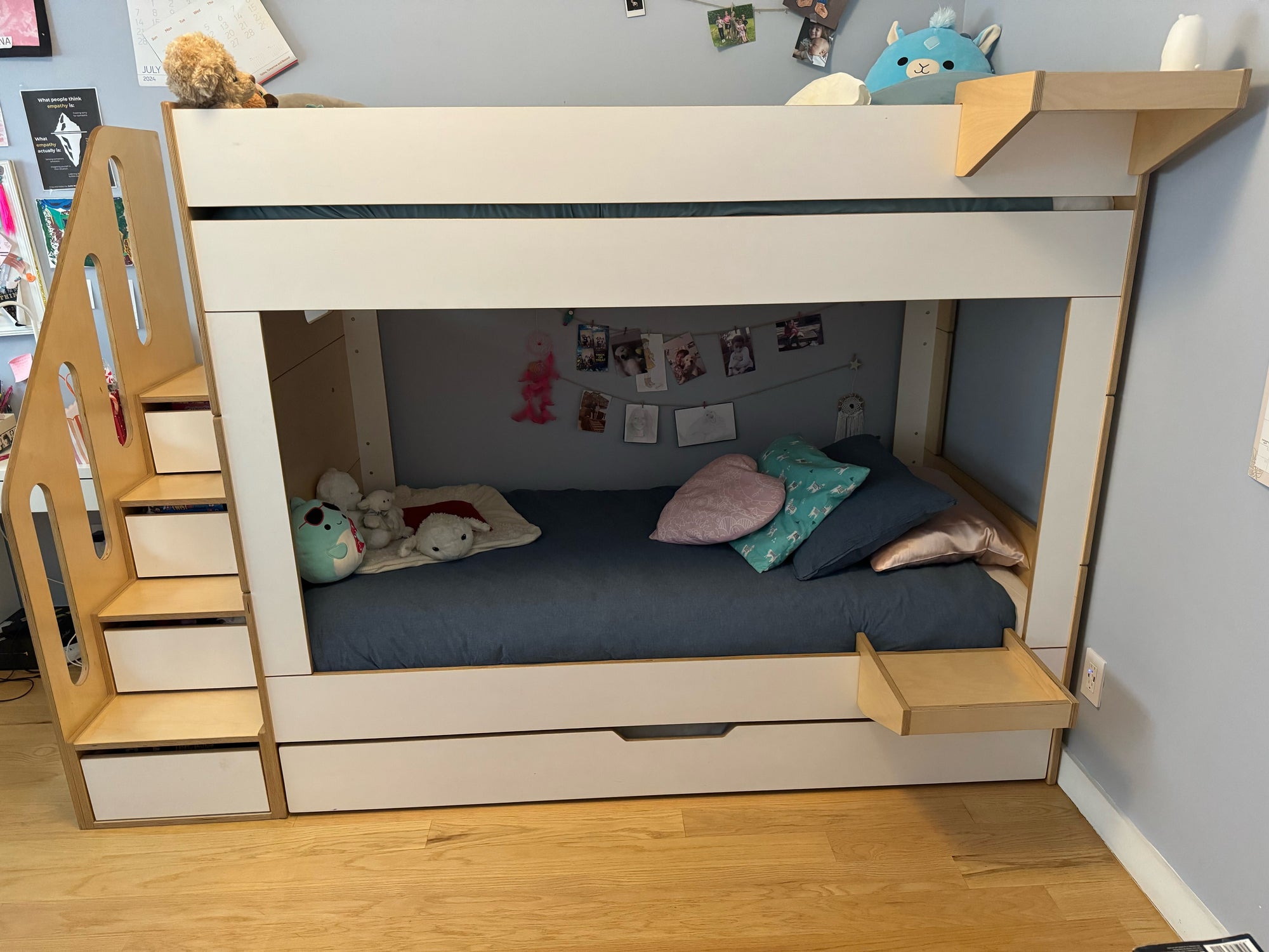 Birch and White Cabin bunk bed w/stairs-Casa Kids