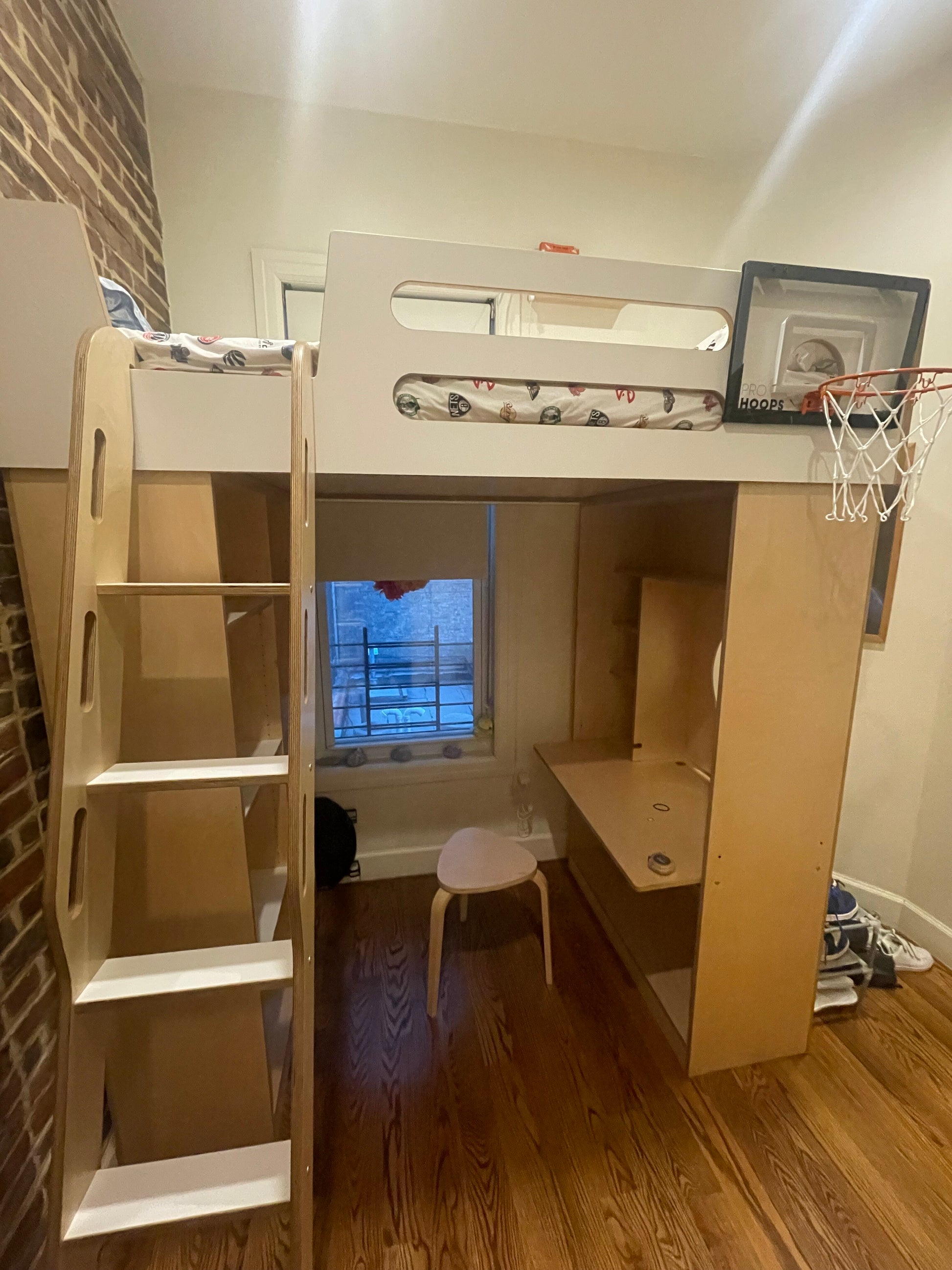 Birch and white Dumbo Loft Bed w/ladder-Casa Kids