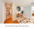 Custom birchwood playroom storage unit with built-in circular nooks lined with blue cushions, toy cubbies, cabinets, and a hidden bookcase door leading to an adjacent space.