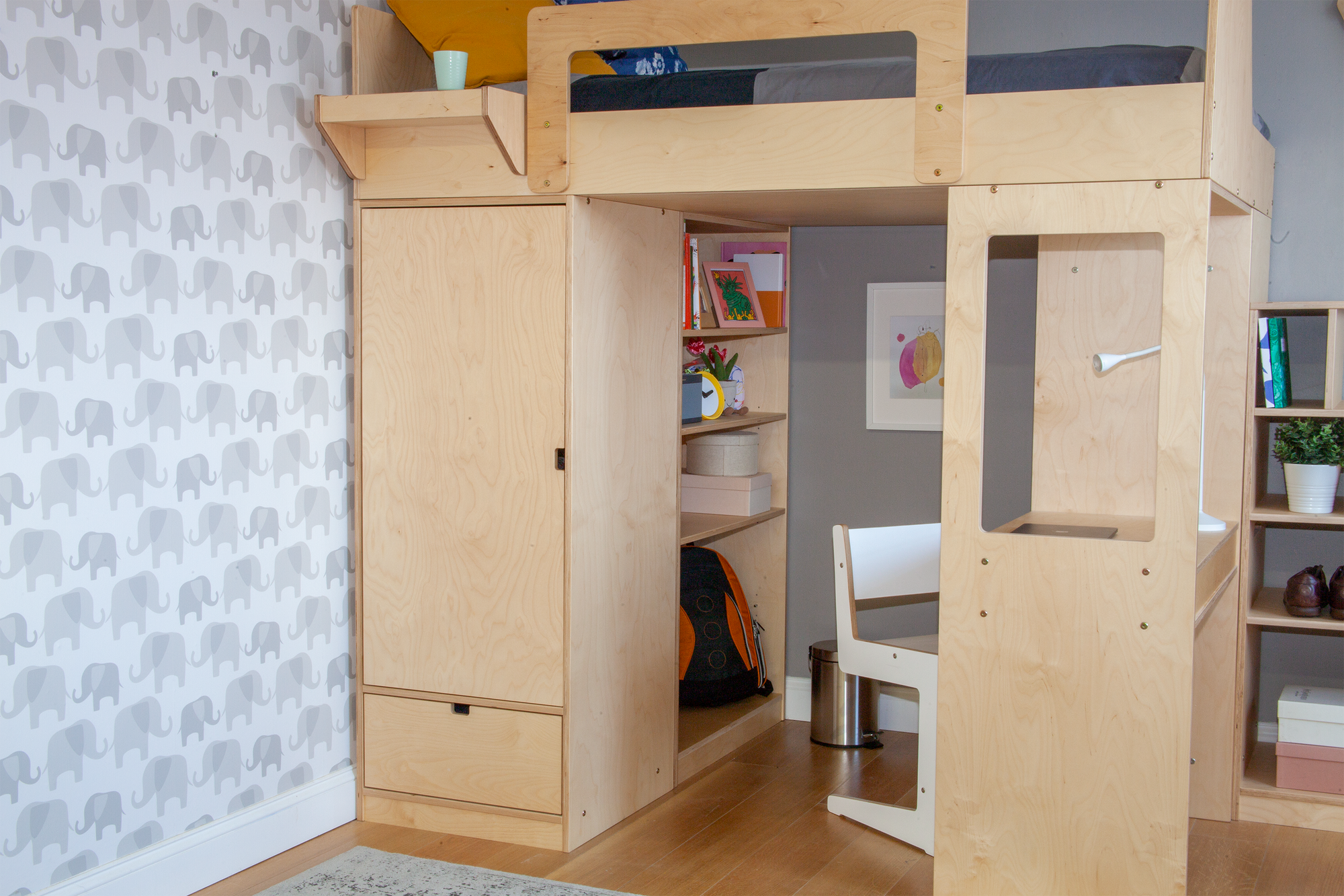 Aspen Space Saving Loft Bed with Desk and Closet Casa Kids