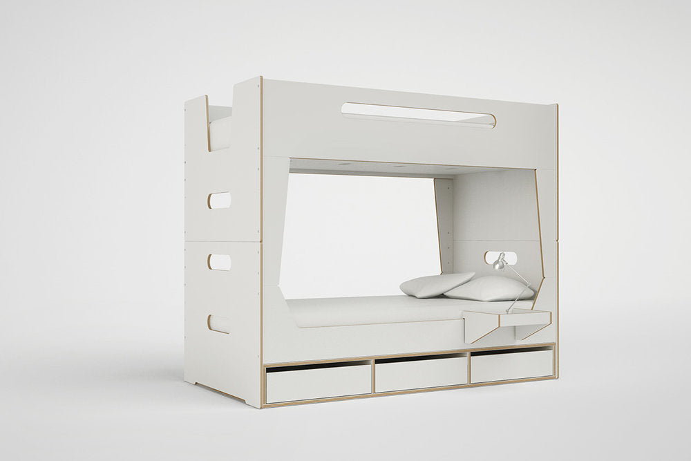 Minimalist LoLo Bunk Bed design for kids, showing the durable birch plywood construction