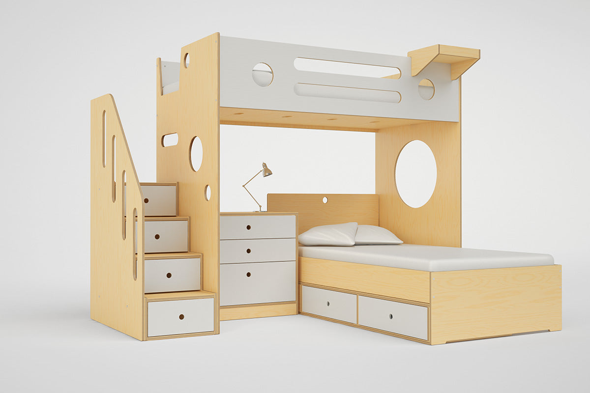 Marino L-Shaped Bunk Bed-Casa Kids