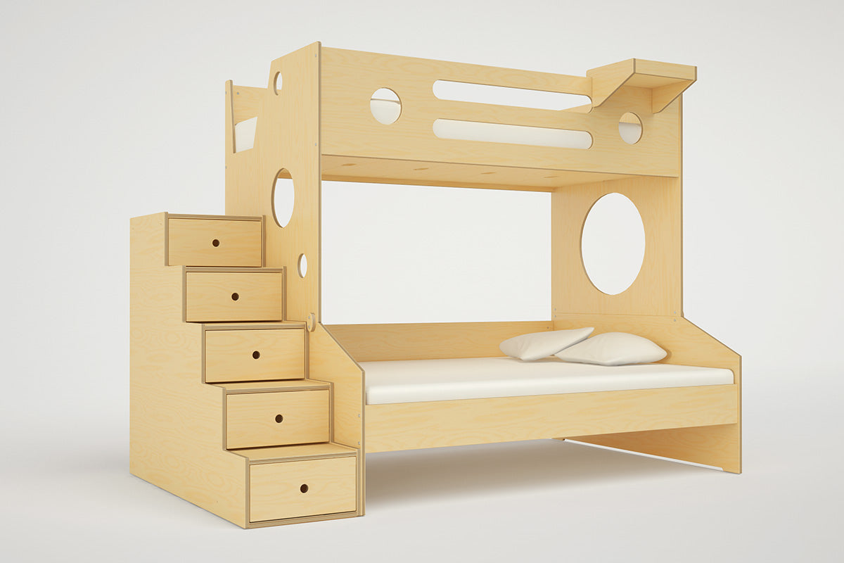 Marino Twin Over Full Bunk Bed With Stairs & Storage