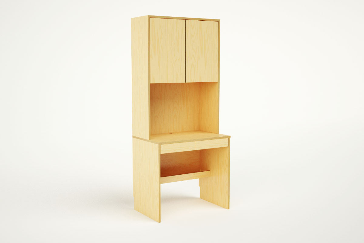 Compact Modulor Desk in a birch finish with an adjustable height design, perfect for a modern kids' study area.