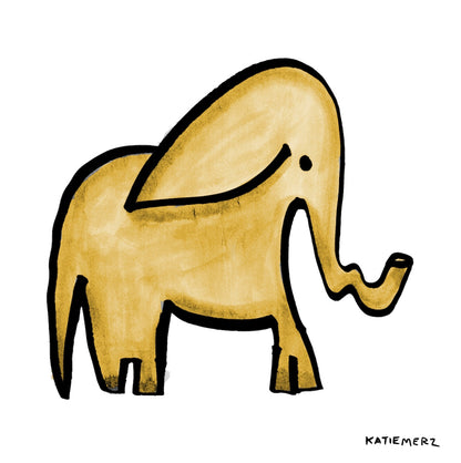 Katie Merz Framed Artwork-Casa Kids-Yellow elephant watercolor on white background